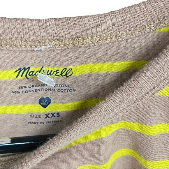 Madewell Organic Cotton Women's Tee in Beige & Zesty Yellow XXS - Picture 3 of 4
